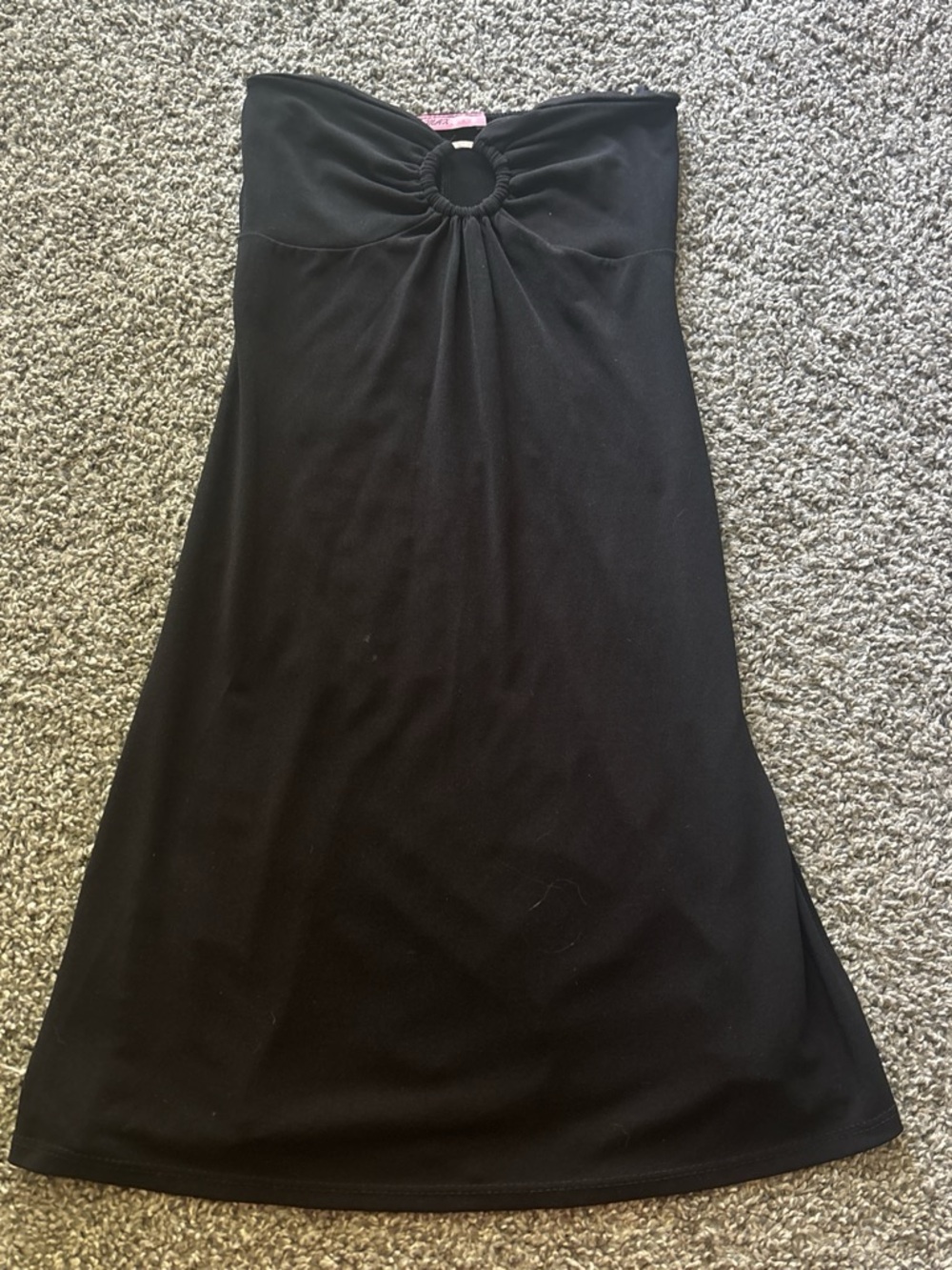 Max Rave Strapless Black Dress with Ring Detail